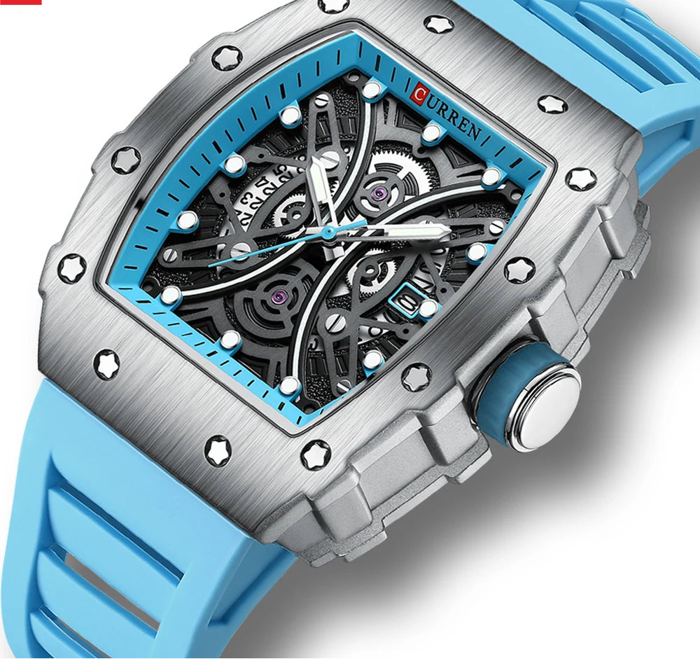 Men's 3D Quartz Stainless Steel Watch - Waterproof with Silicone Strap