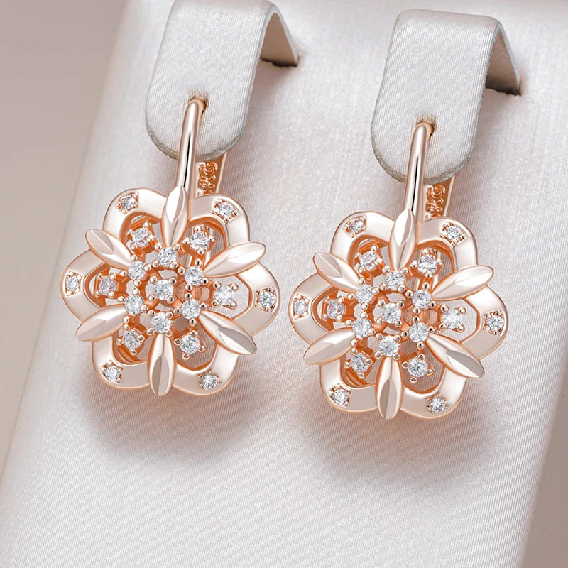 Crystal Flower Ethnic Bride Drop Earrings