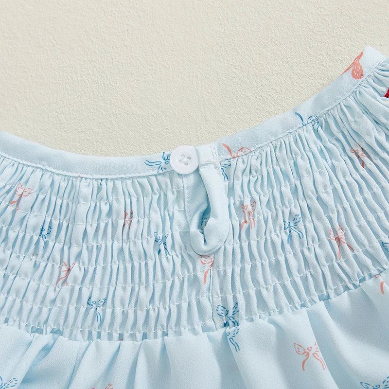 Baby Girls Casual Romper - Long Sleeve Embroidery Bow Print Jumpsuit