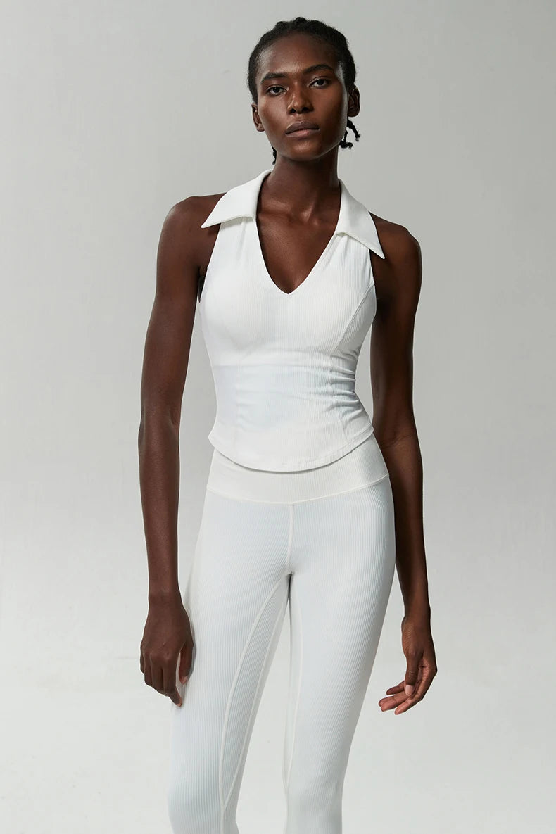 Women's Sleeveless Fitness Yoga Summer Slim Fit V-Neckline Gym Running Top Breathable Quick Dry Sportswear Workout Top
