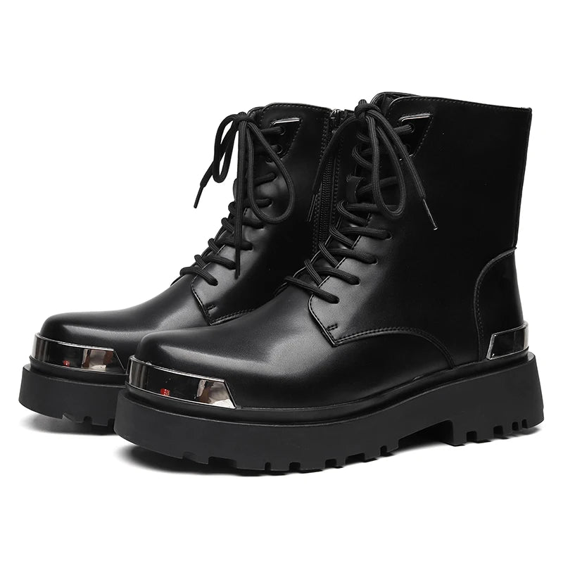 Men's Platform Casual Business Genuine Leather Ankle Boots