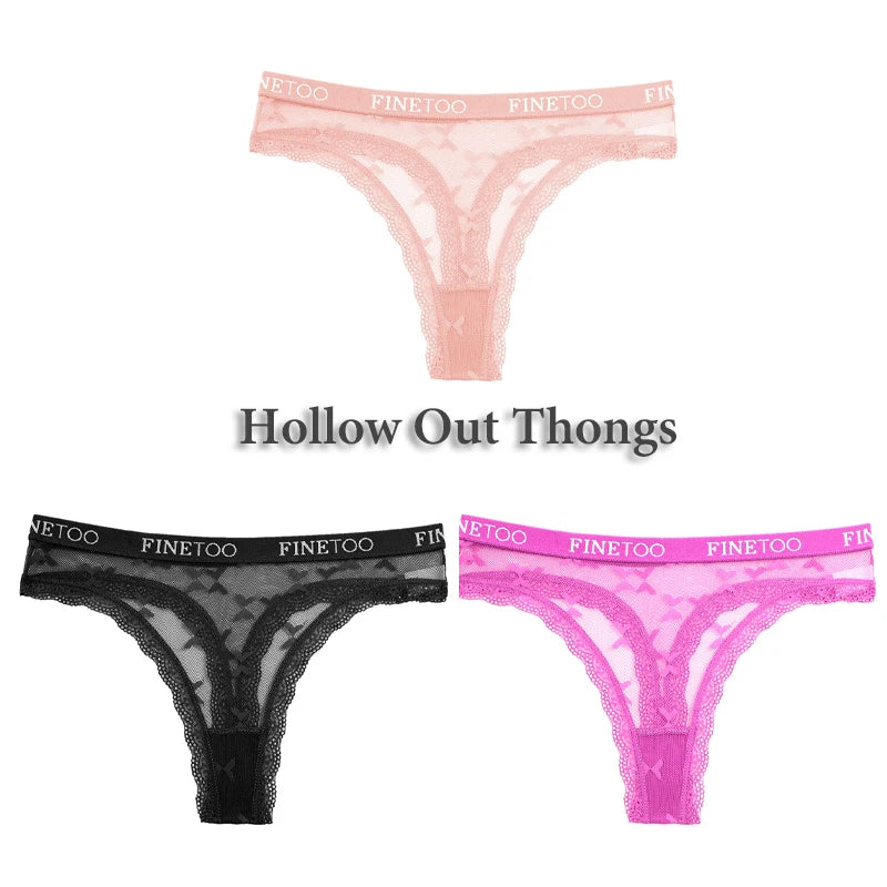 Women's Lace Thong Lingerie 3-Pack
