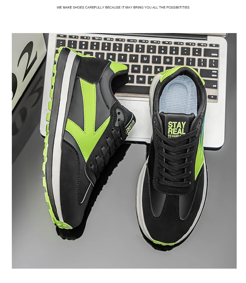 Men's Casual Sneakers Breathable Running Sport Shoes Tennis Sneakers Lace Up Platform Trainers Shoes