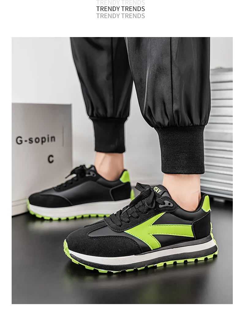 Men's Casual Sneakers Breathable Running Sport Shoes Tennis Sneakers Lace Up Platform Trainers Shoes