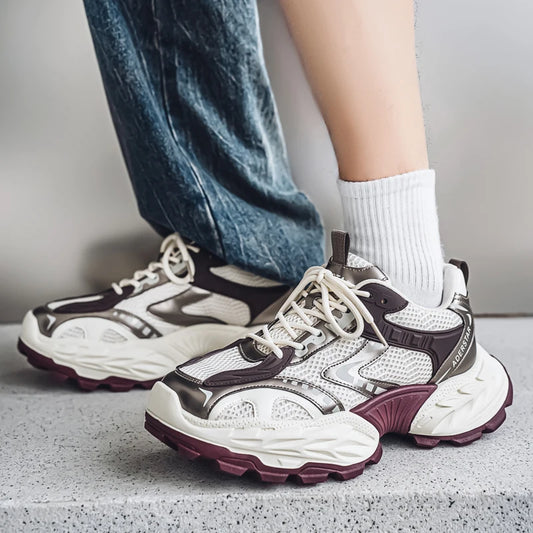 Men's Platform Skateboard Sneakers - Lace-Up Trainers