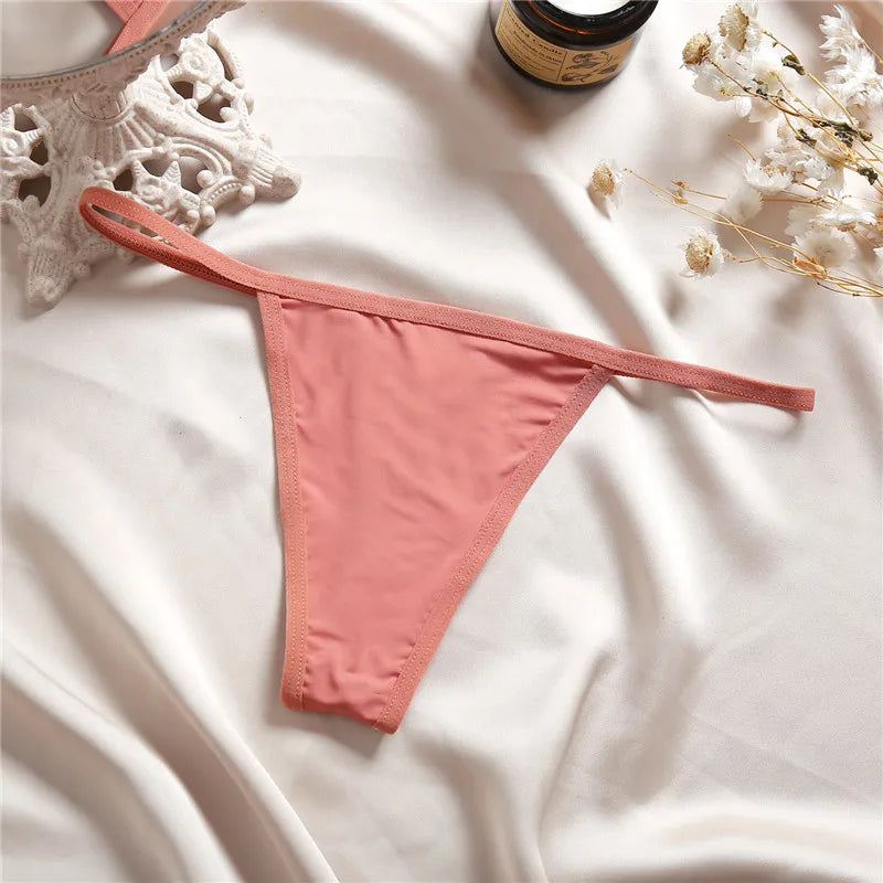 Women's Seamless Cotton Underwear - Low Waist Bikini & Thong Set