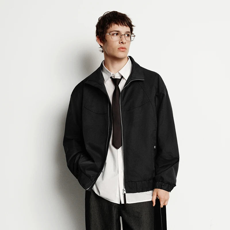 Loose Fit Stand Collar Minimalist Fashion Casual Jacket