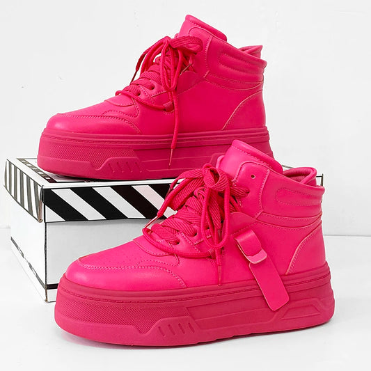 High-Top Platform Sneakers - Men's Thick-Sole Running Shoes