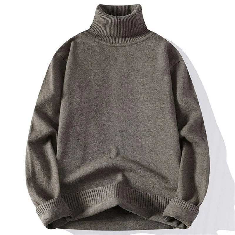 Men's Turtleneck Knitted Sweater - Slim Fit Pullover