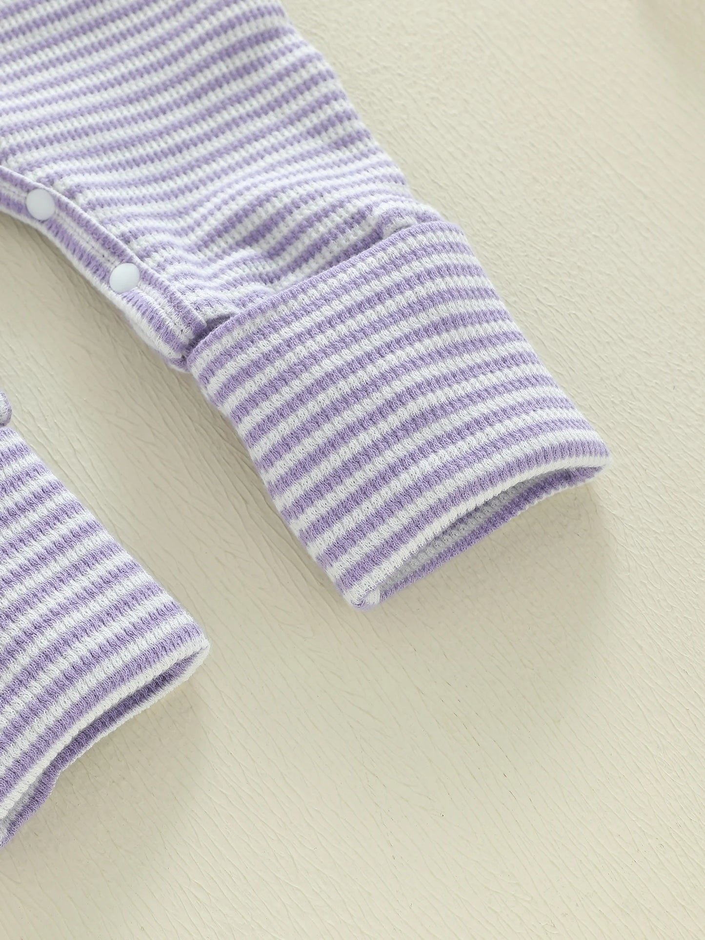 Newborn Baby Romper with Headband - Bow Letter Embroidery Stripe Long Sleeve Jumpsuit