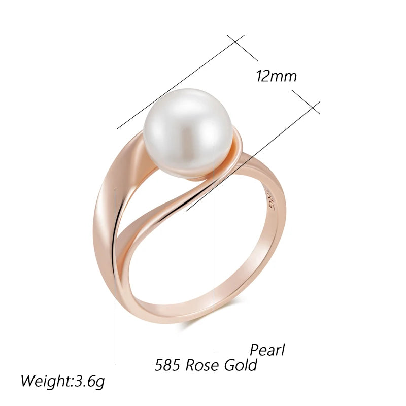 Luxury Pearl Geometric Hollow Ring - Rose Gold