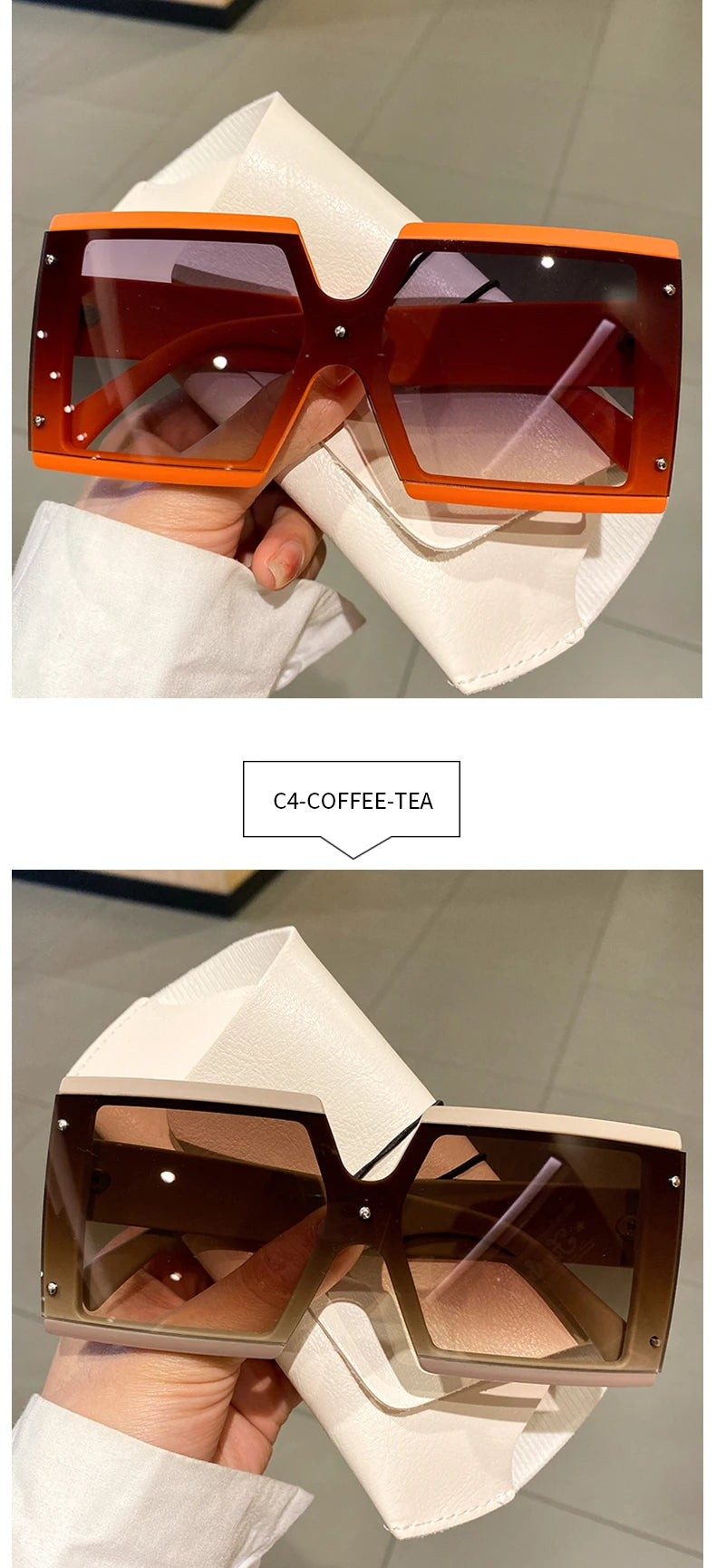 Women's Square Oversized One-pieces Gradient Sunglasses