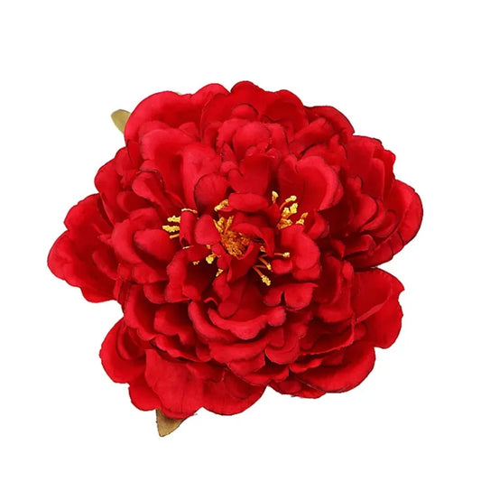 Cloth Art Peony Flower Brooch - Fabric Lapel Pin for Women