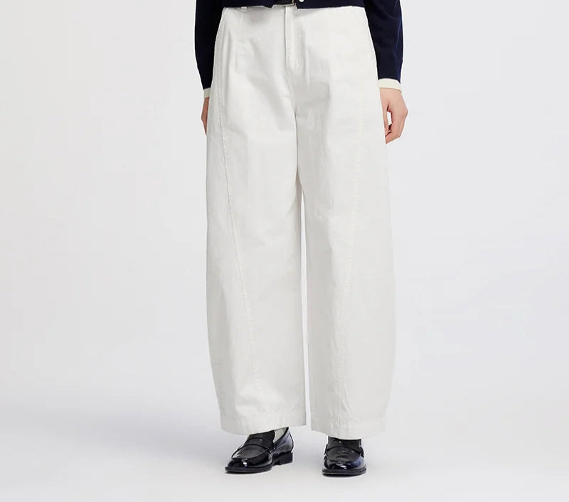 Women's Distressed Loose Trousers - Brushed Split Curved Hem Casual Autumn Pants