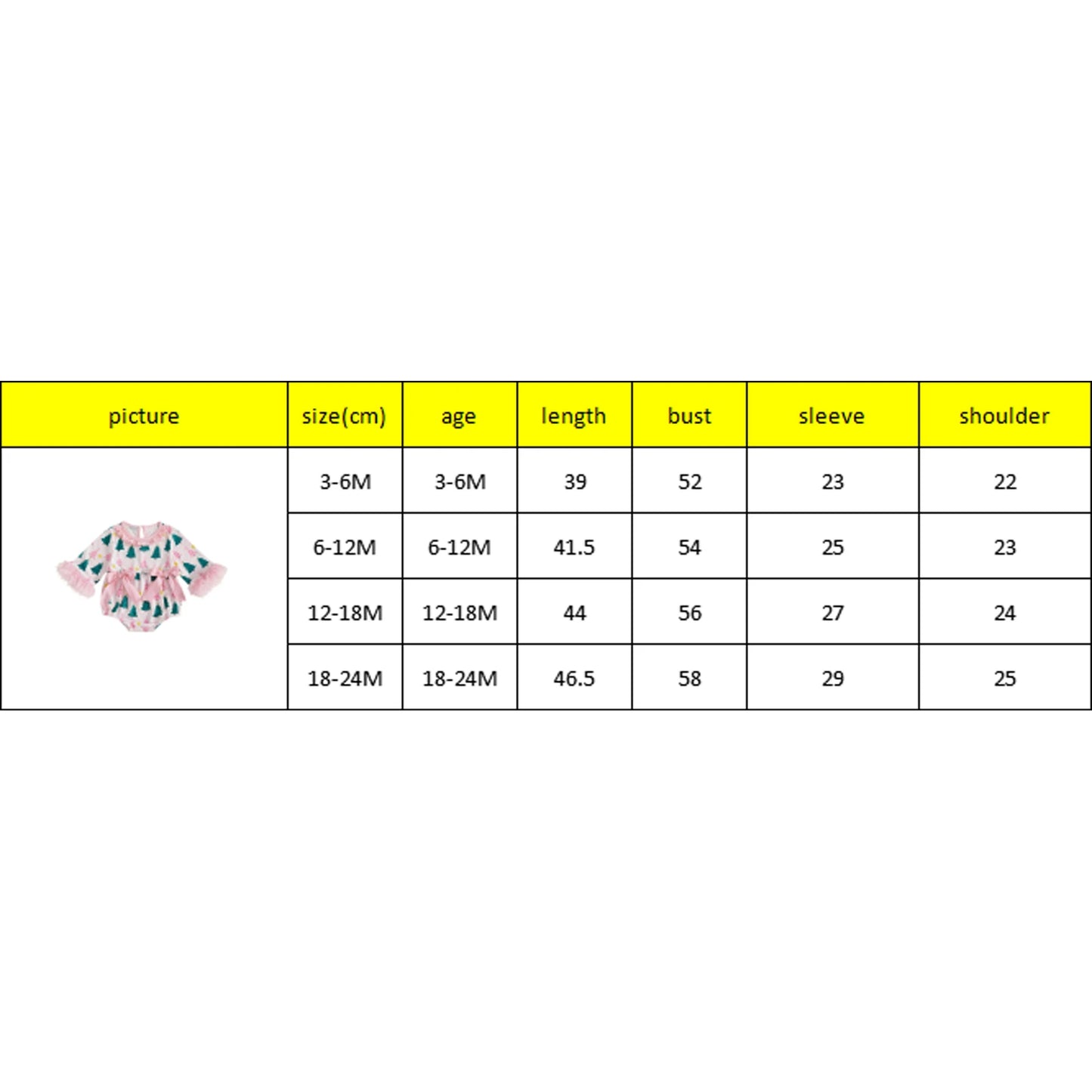 Baby Girls' Christmas Tree Print Romper - Festive Long Sleeve Jumpsuit