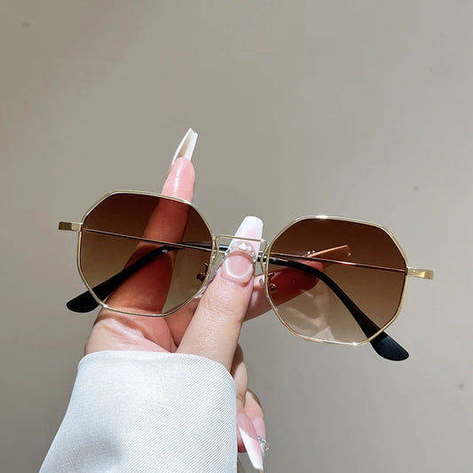 Vintage Polygon Sunglasses – Classic Metal Rim Unisex