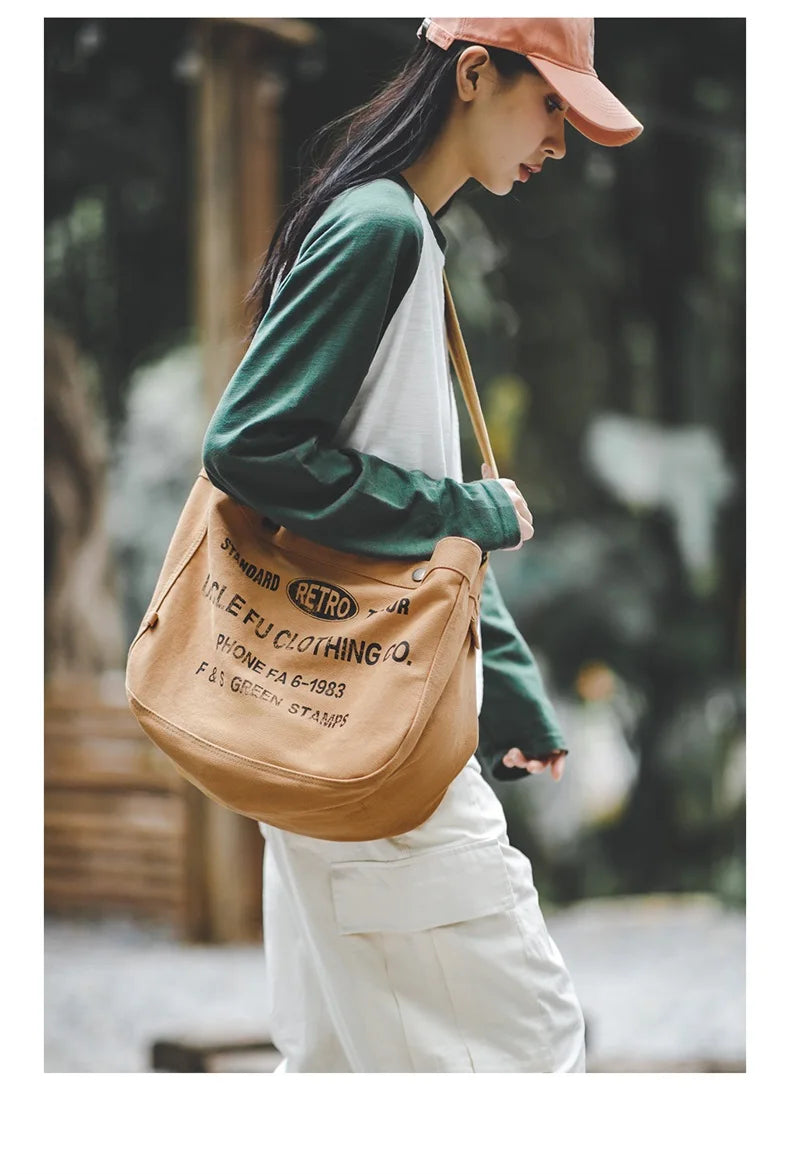 Retro Canvas Messenger Bag - Large Capacity Crossbody Tote