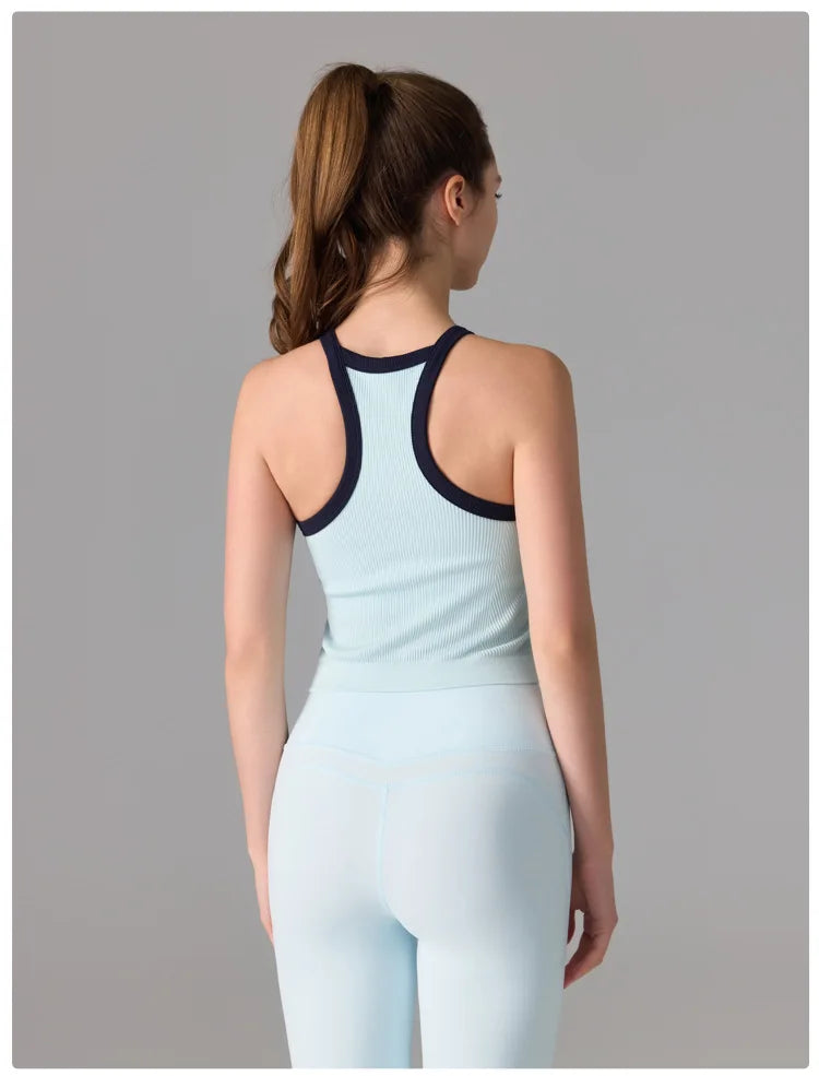 Women's Seamless Knitted Yoga Top - Sleeveless Quick Dry Workout Vest