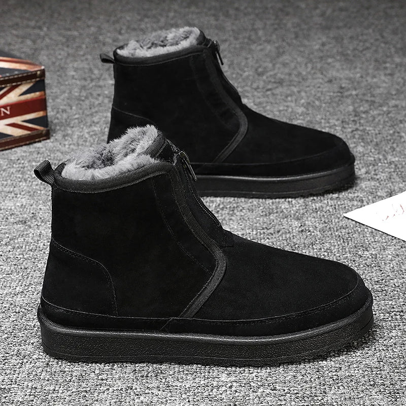 Men's Winter Snow Boots - Waterproof Fur-Lined Chelsea Boots