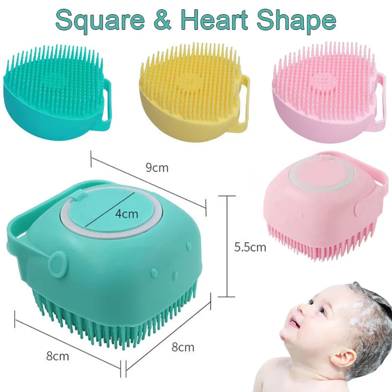 Baby's Silicone Shampoo Bath Scrubber Brush Massage Comb