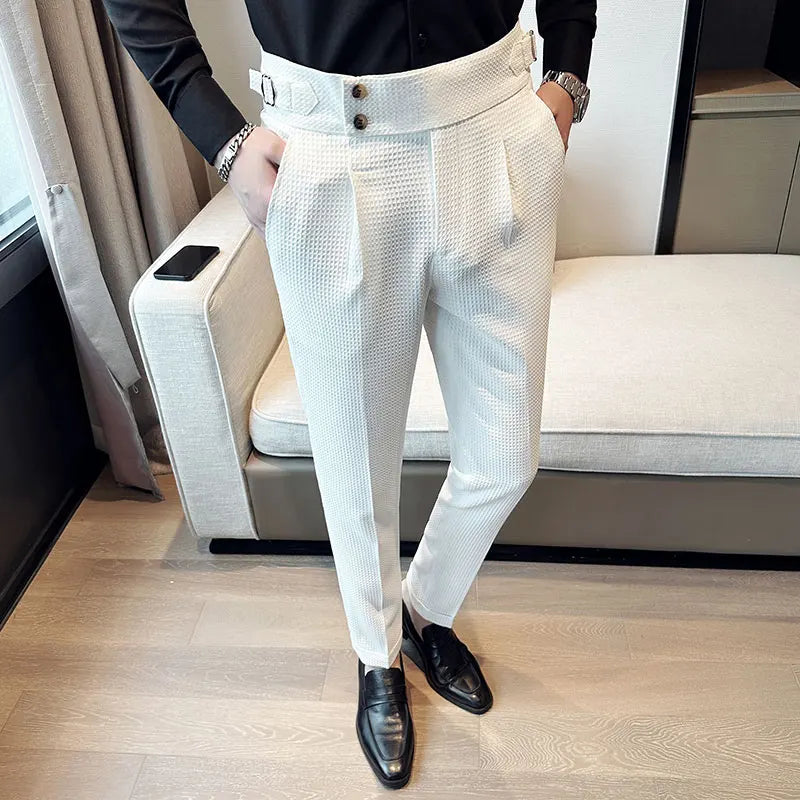 Men's High waist Smart Casual Solid Colour Formal Trousers