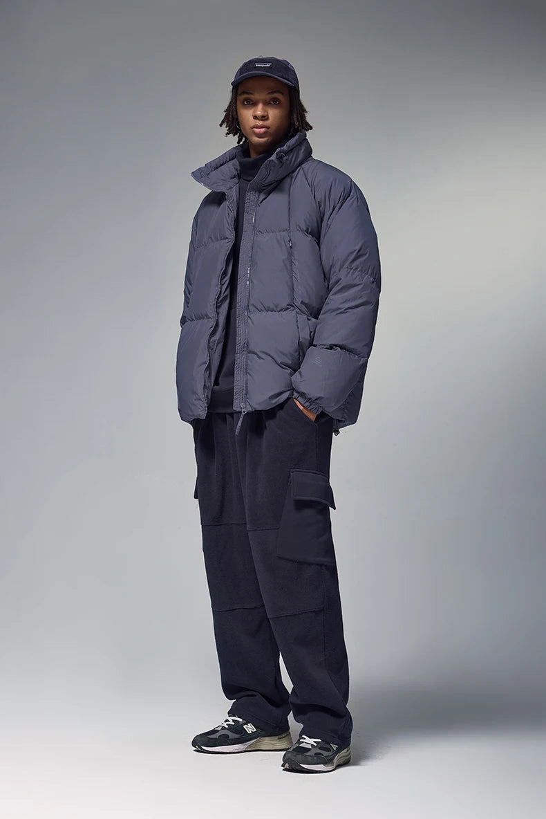 Minimalist Down Jacket Unisex - 90% Down Fill High Collar Winter Outerwear