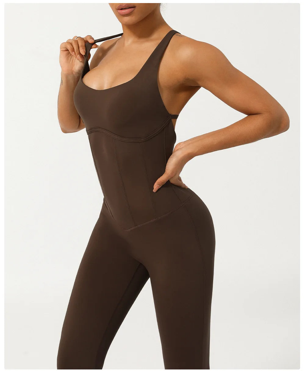 Women's Running Gym Jumpsuit - One Piece Fitness Yoga Set Breathable Quick Dry Sportswear Workout Activewear