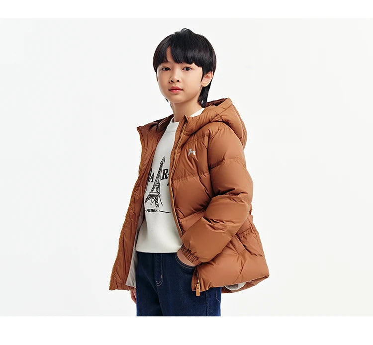 Children's Three-Proof Down Jacket - Hooded Winter Coat with Print