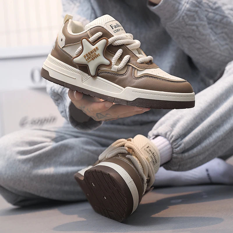 Men's Casual Stars Platform Skateboard Tennis Sports Comfortable Vulcanized Sneakers
