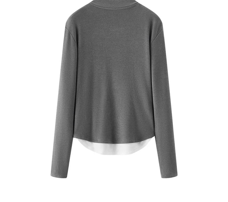 Long Sleeve Cropped Thermal Fleece Layered Henley Neck Slim Fit Top
