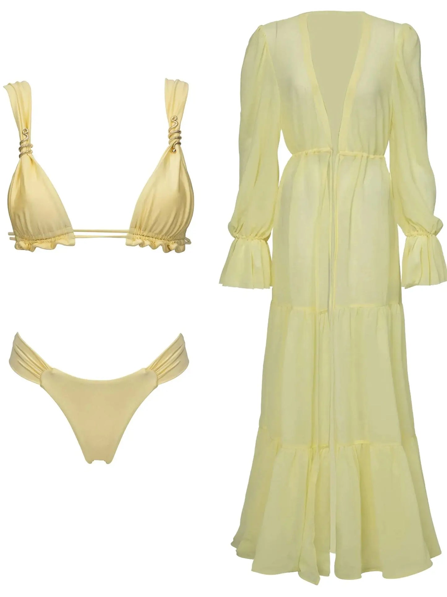 Women's Two-Piece Beach Set - High Waist A-Line Skirt & Bandage Top