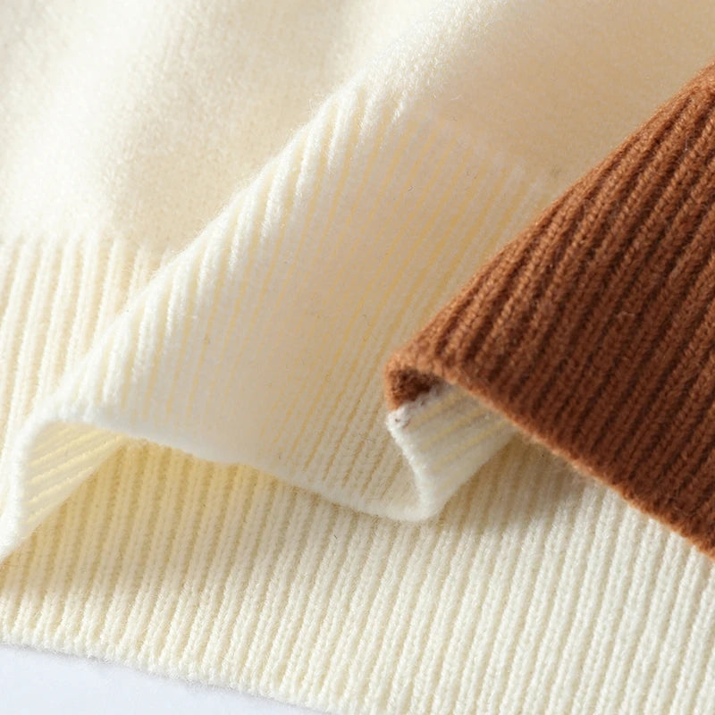 Men's Knit Turtleneck Patchwork Sweater