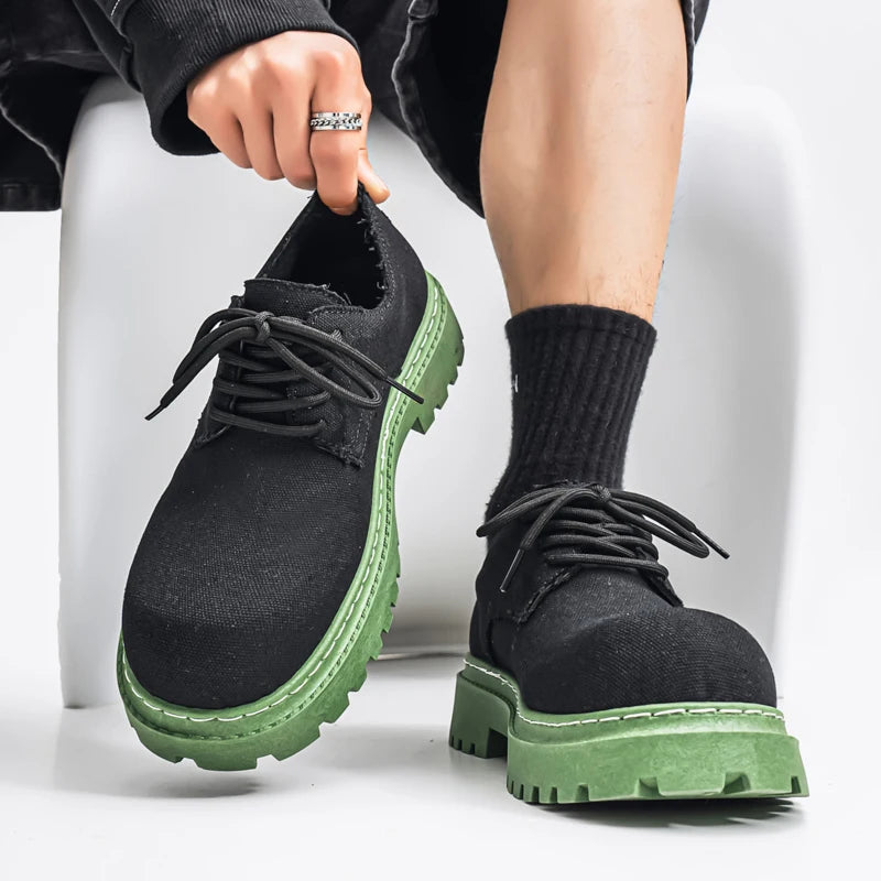Men's Platform Denim Lace-up  Derby Shoes