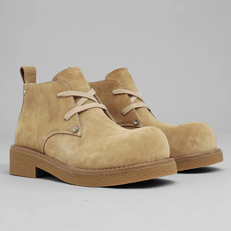 Men’s Casual Platform Lace Up British Style Chunky Ankle Boots
