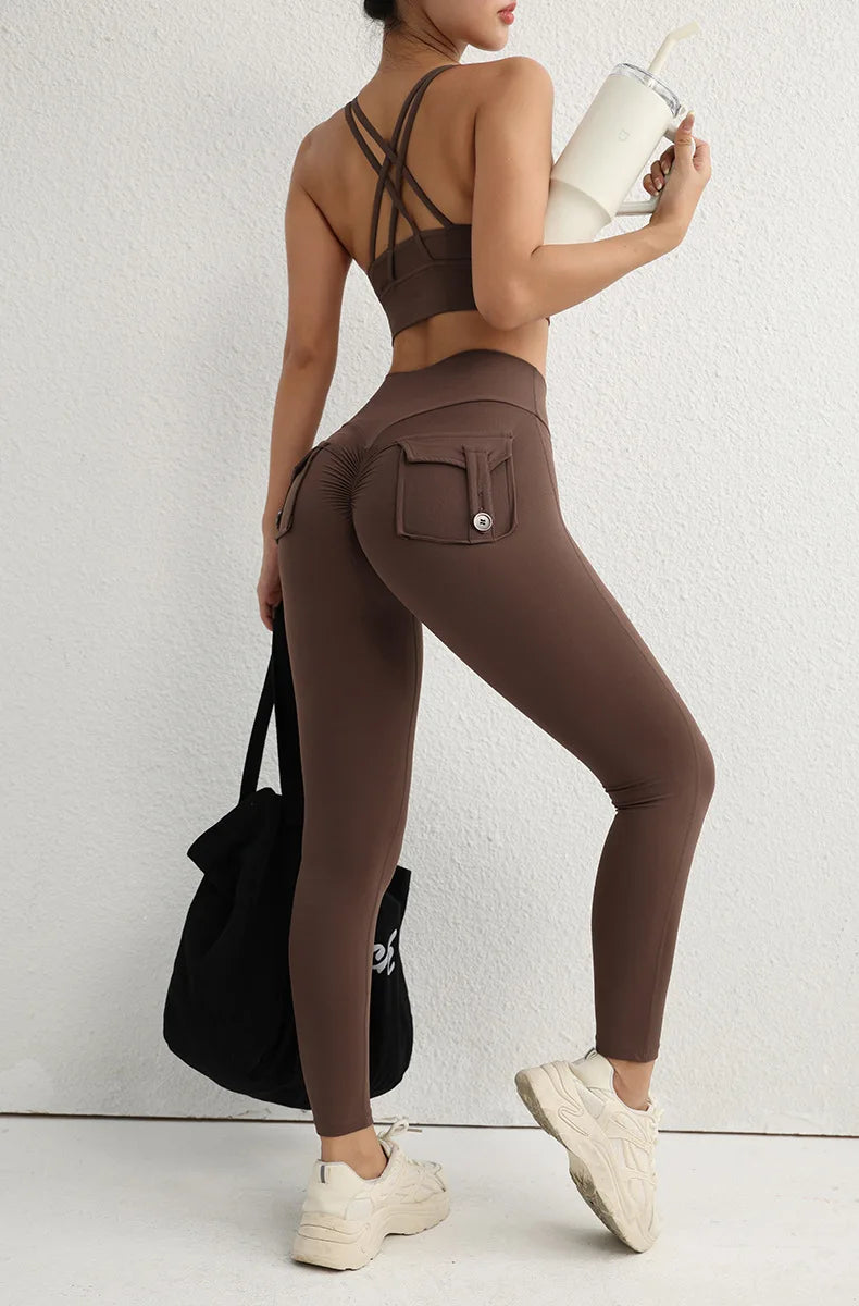 High Waist Scrunch Leggings - Push Up Yoga Pants with Pockets