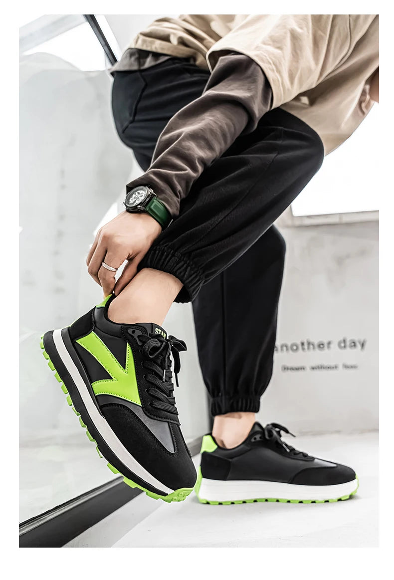 Men's Casual Sneakers Breathable Running Sport Shoes Tennis Sneakers Lace Up Platform Trainers Shoes