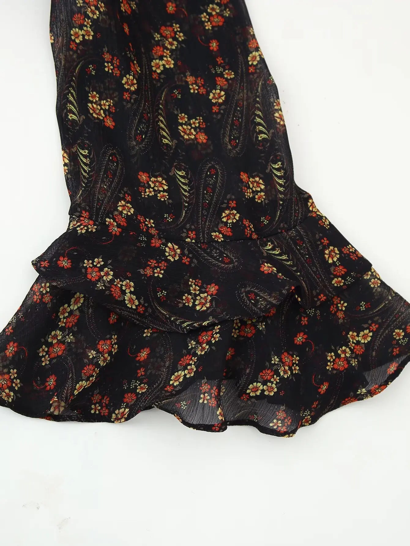 Floral Print High Neck Mini Dress - Long Sleeve Spring Autumn Dress