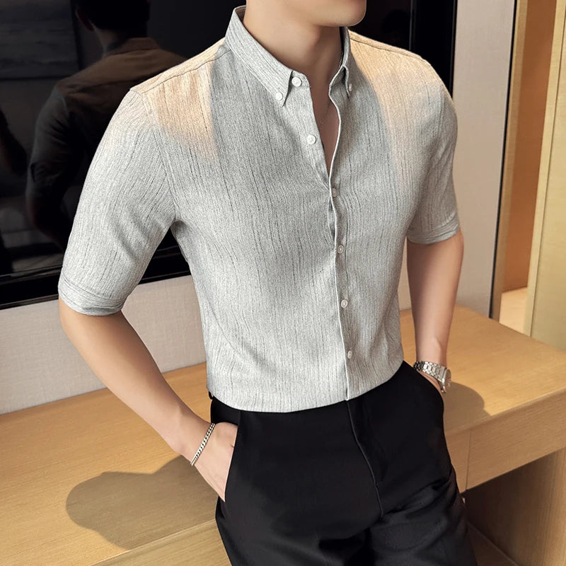 Men's Slim Fit Half Sleeve Shirt with Turn-Down Collar
