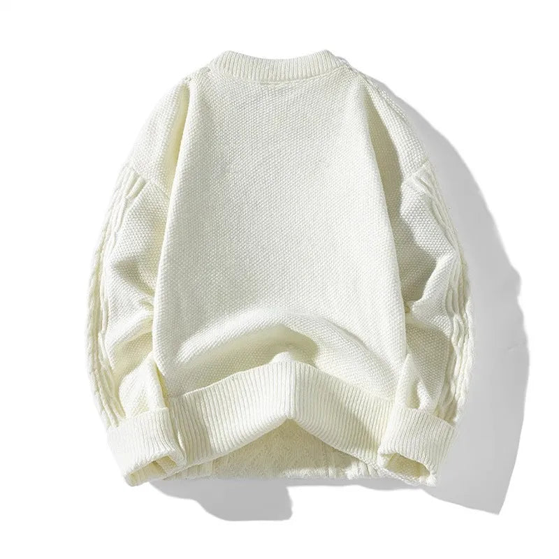 Autumn Winter O-Neck Knitted Sweater - Casual Loose Fit Pullover