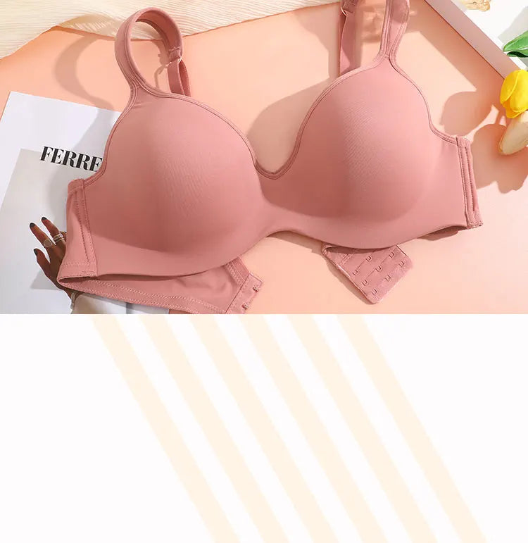 1PC Women's Plus Size Underwire Full Coverage Unlined Seamless Wide Straps Wireless Push Up Brassiere Bra