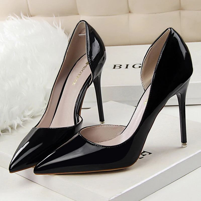 Patent Leather Stiletto Pumps - Professional Office Heels Available in 12 Colors