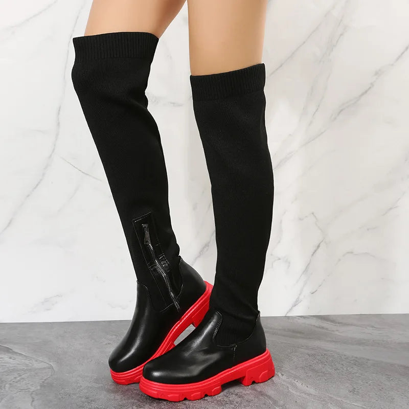 Women's Over The Knee Platform Splicing Long Boots