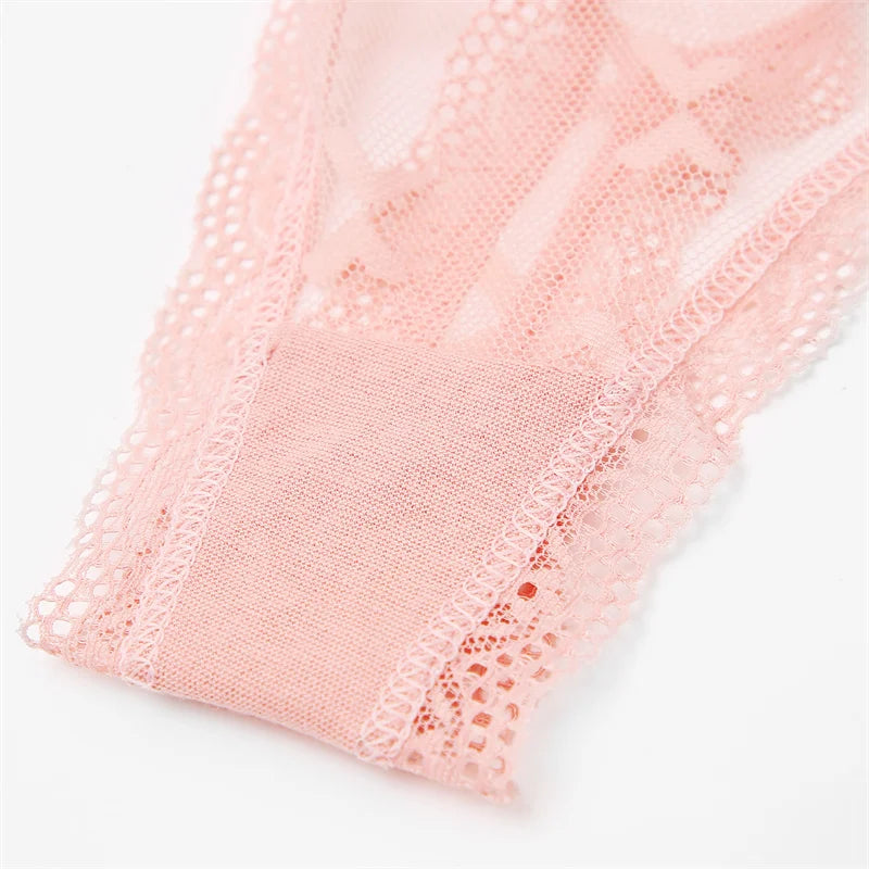 4-Pack Lace Hollow Out Thongs - Women's Floral Low-Waist Breathable Underwear