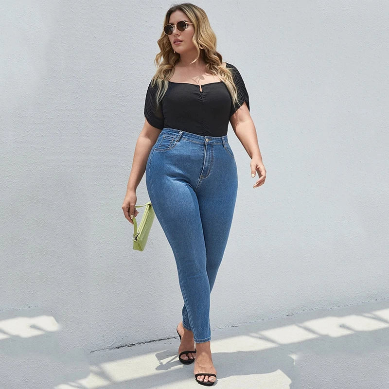 Women's Plus Size High Waist Stretchy Pencil Jeans