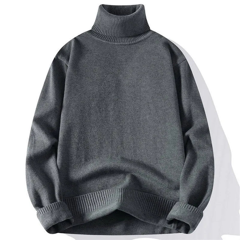 Men's Turtleneck Knitted Sweater - Slim Fit Pullover