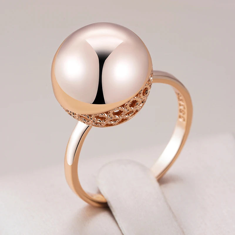 Statement Rose Gold Ball Ring - Glossy Wedding Band