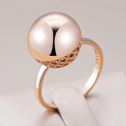 Statement Rose Gold Ball Ring - Glossy Wedding Band