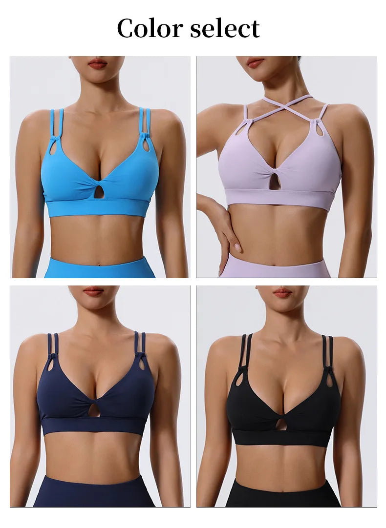 Women's High Impact Push-Up Sports Bra – Open Back Gym Crop Top