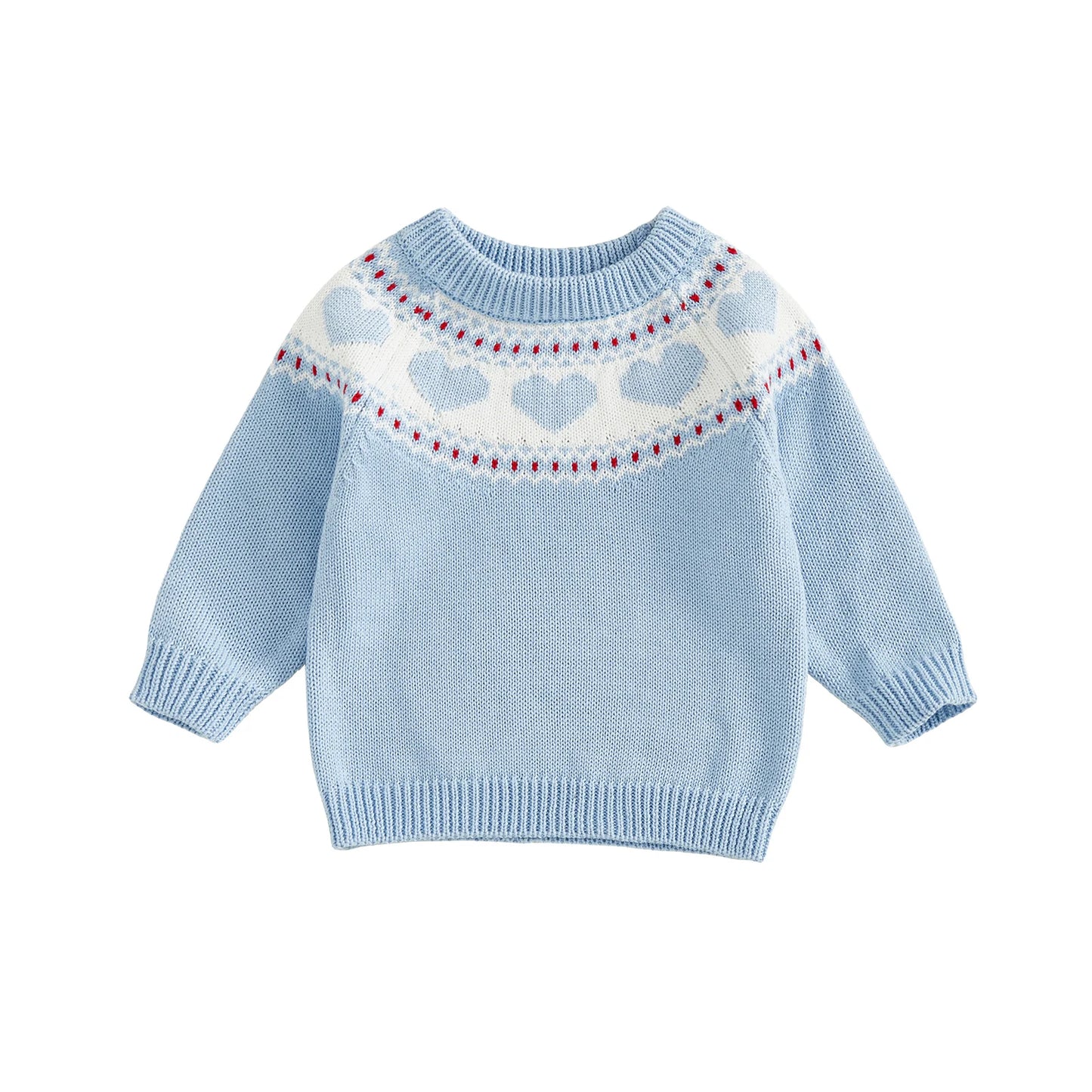 Valentine's Day Heart Pattern Sweater - Toddler & Kids Crewneck Pullover