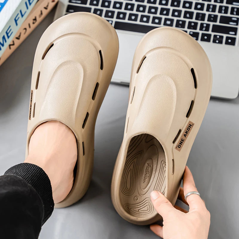 Men's Summer Slippers Platform Sandals Casual Soft Sandals Breathable Clogs Flip Flop Crocs